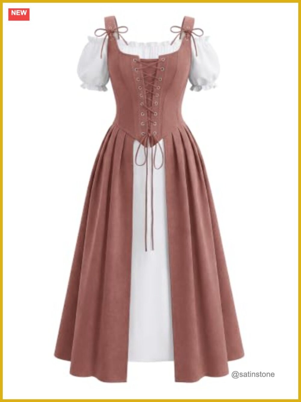Renaissance Costume Women Medieval Cosplay Dress 2 Piece Corset Outfit